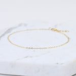 14K Solid Gold Anklet – 1.5mm Flat Cable Chain, Delicate Minimalist Anklet - Sash Jewelry