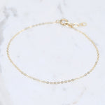 14K Solid Gold Anklet – 1.5mm Flat Cable Chain, Delicate Minimalist Anklet - Sash Jewelry