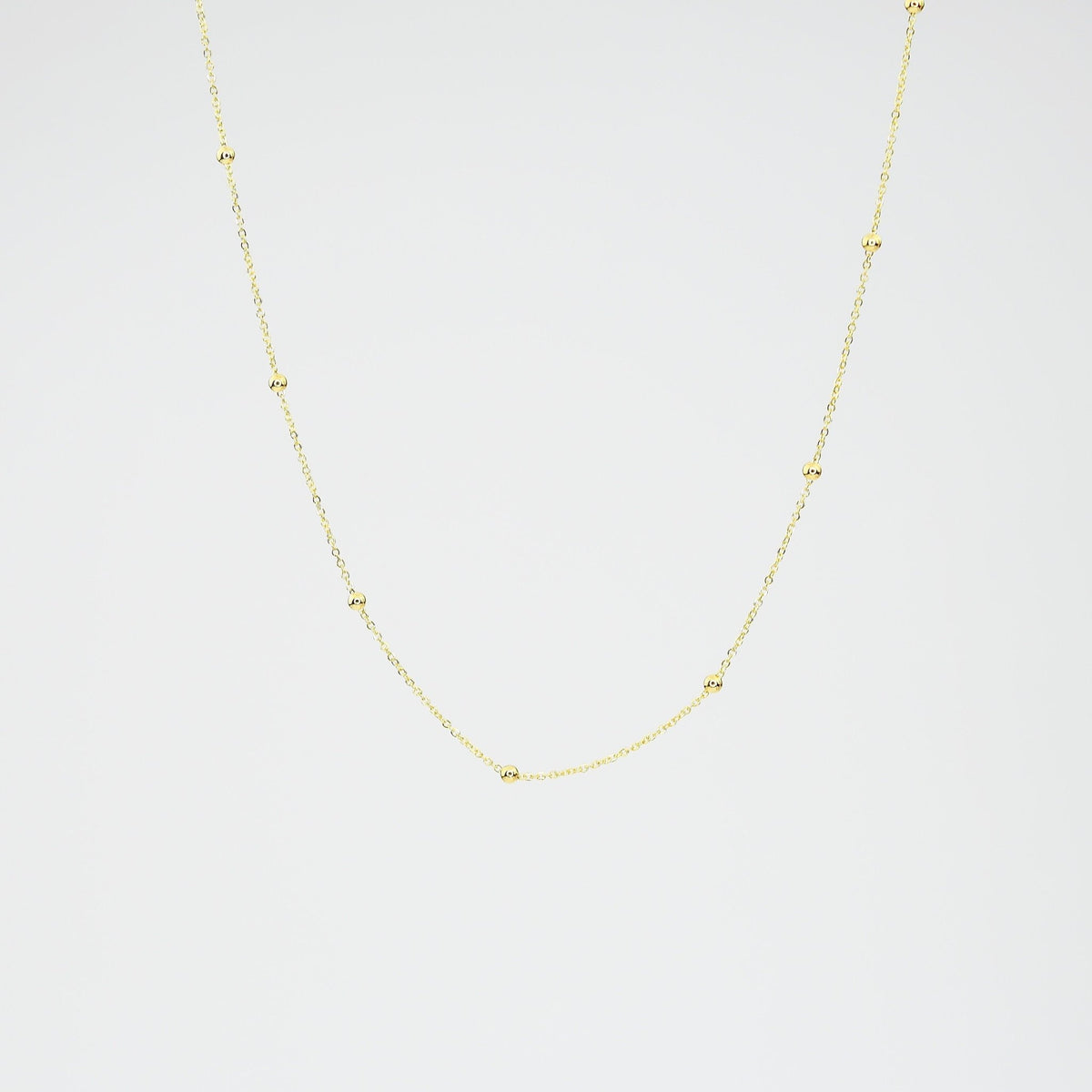 14K Solid Gold Bead Cable Chain Necklace - Sash Jewelry