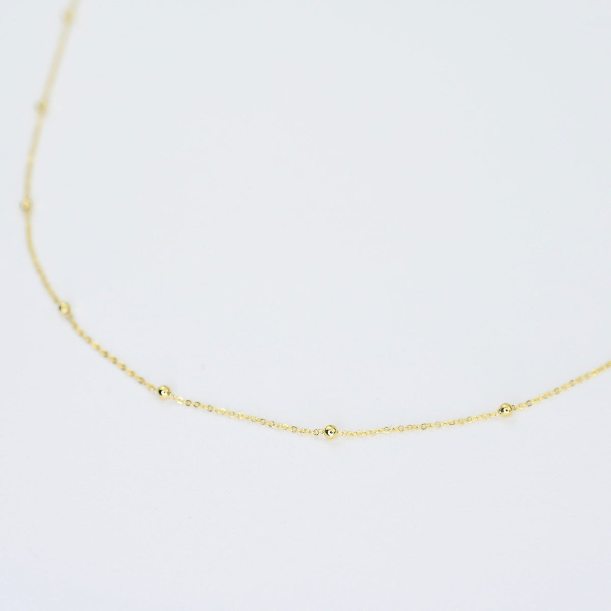 14K Solid Gold Bead Cable Chain Necklace - Sash Jewelry