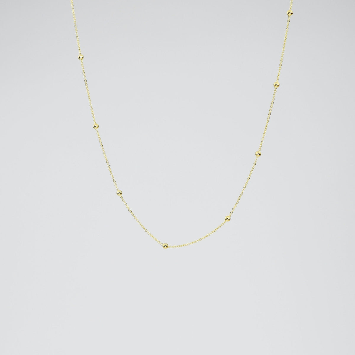 14K Solid Gold Bead Cable Chain Necklace - Sash Jewelry