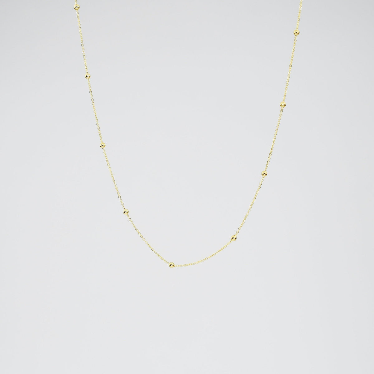 14K Solid Gold Bead Cable Chain Necklace - Sash Jewelry