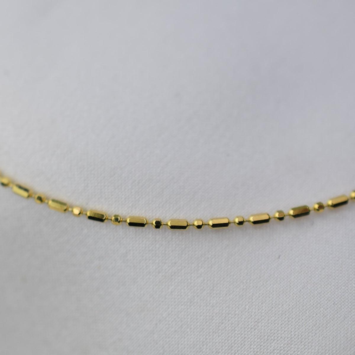 14K Solid Gold Bead Chain Necklace – Dainty 0.9mm Layering Necklace - Sash Jewelry