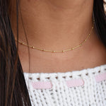 14K Solid Gold Beaded Cable Chain Necklace – Delicate 0.85mm - Sash Jewelry