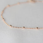 14K Solid Gold Beaded Cable Chain Necklace – Delicate 0.85mm - Sash Jewelry
