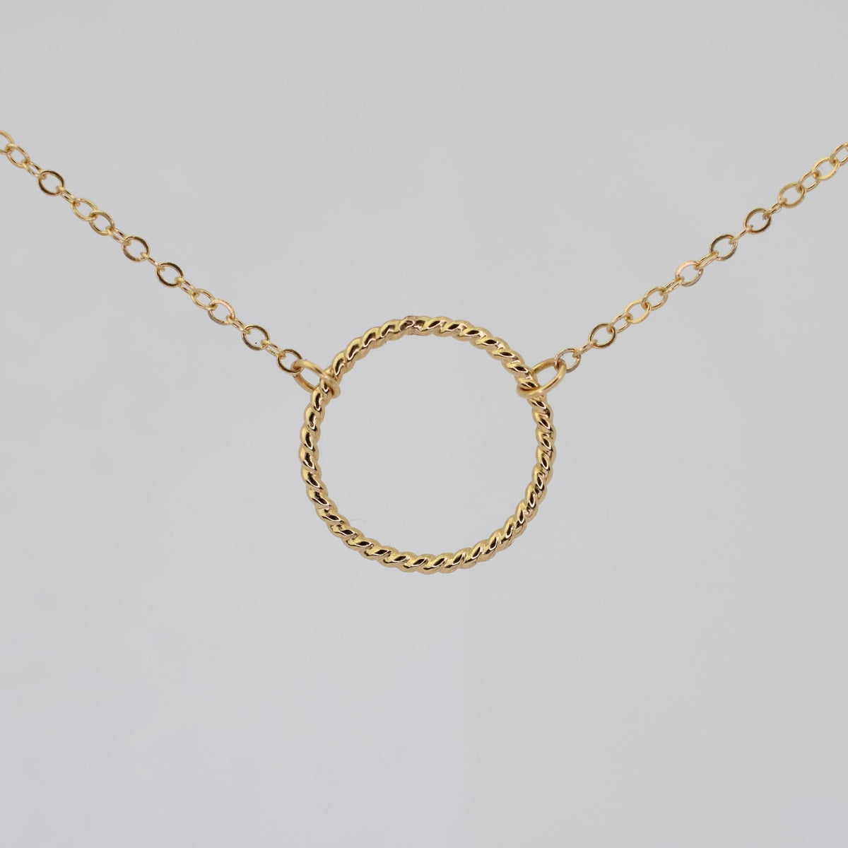 14K Solid Gold Circle Choker Necklace - Sash Jewelry