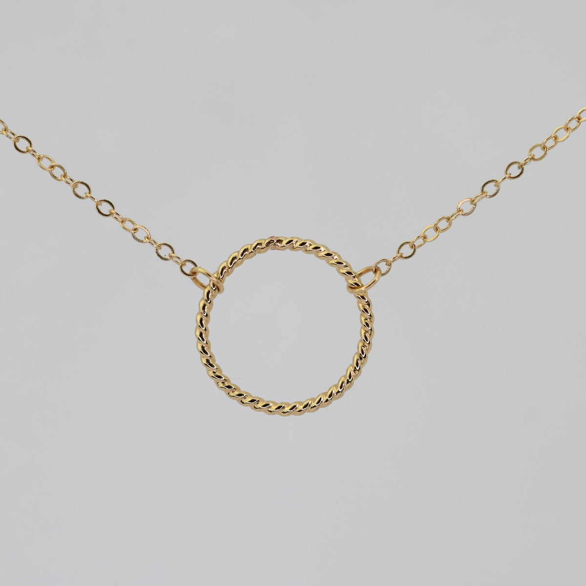14K Solid Gold Circle Choker Necklace - Sash Jewelry