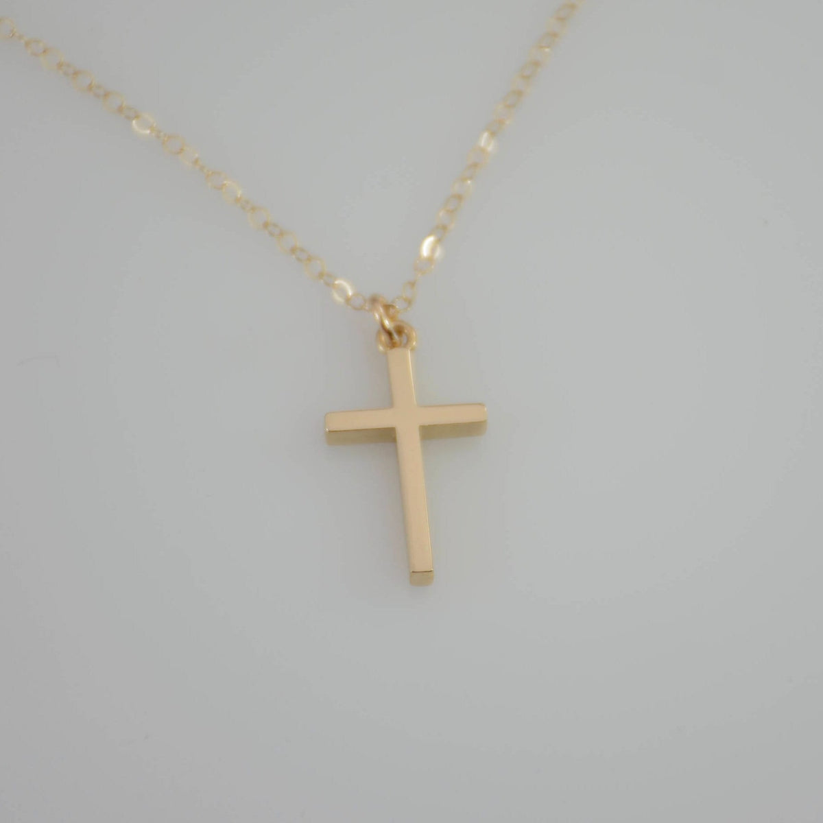 14K Solid Gold Cross Necklace - Sash Jewelry