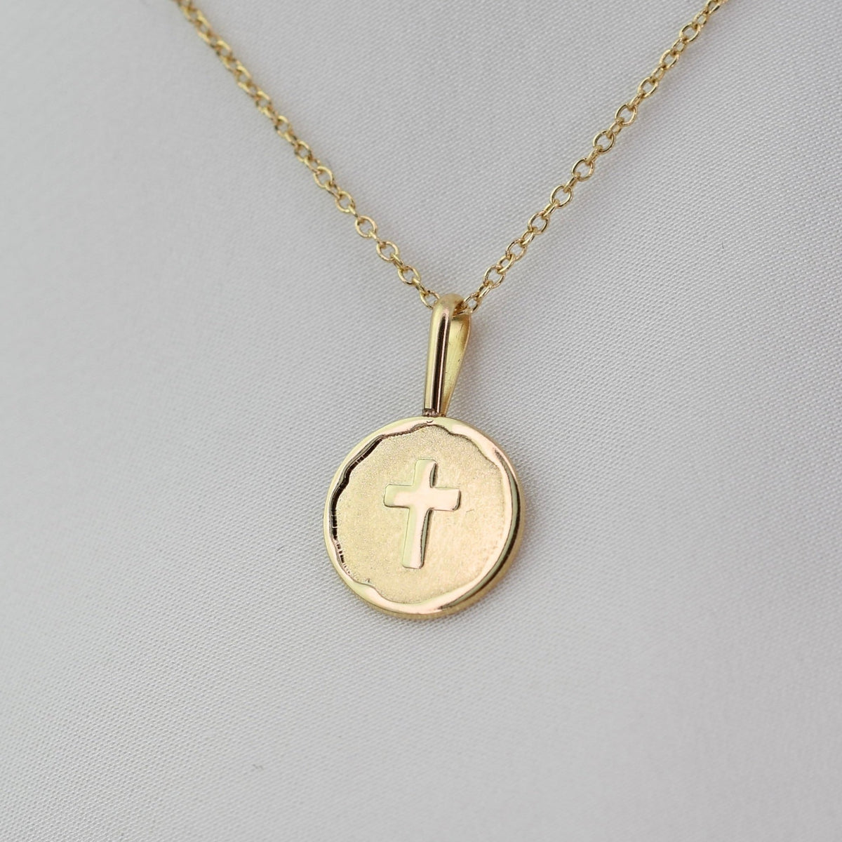 14K Solid Gold Cross Necklace - Sash Jewelry
