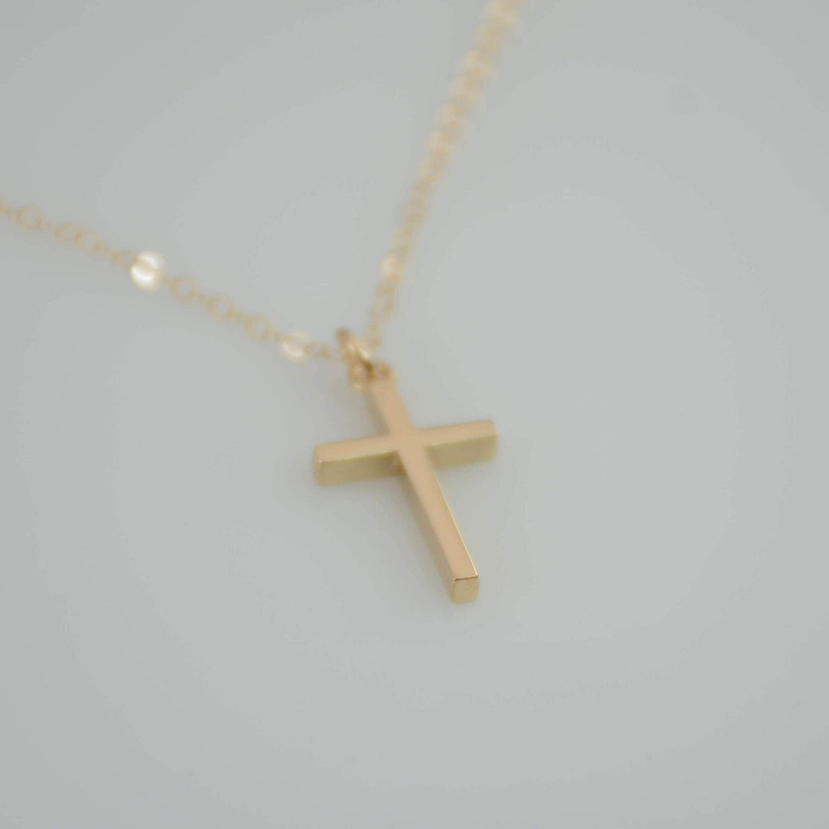 14K Solid Gold Cross Necklace - Sash Jewelry