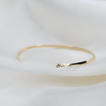 14K Solid Gold Cuff Bracelet – Minimalist Gold Cuff, Thin Open Bracelet - Sash Jewelry