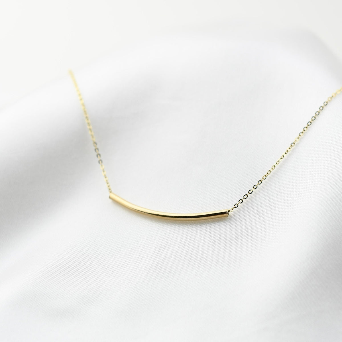 14K Solid Gold Curved Tube Bead - Sash Jewelry