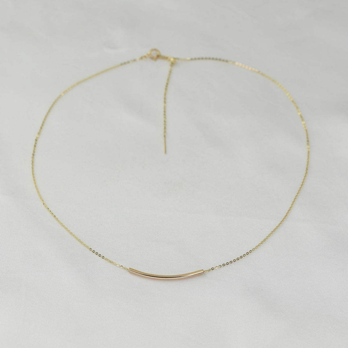 14K Solid Gold Curved Tube Bead - Sash Jewelry
