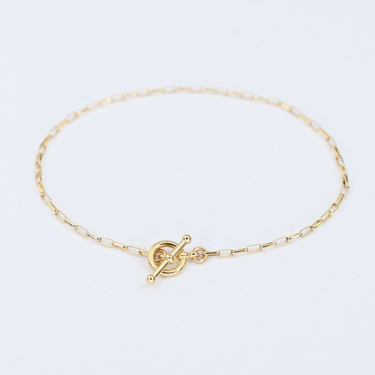 14K Solid Gold Dainty Toggle Bracelet - Sash Jewelry