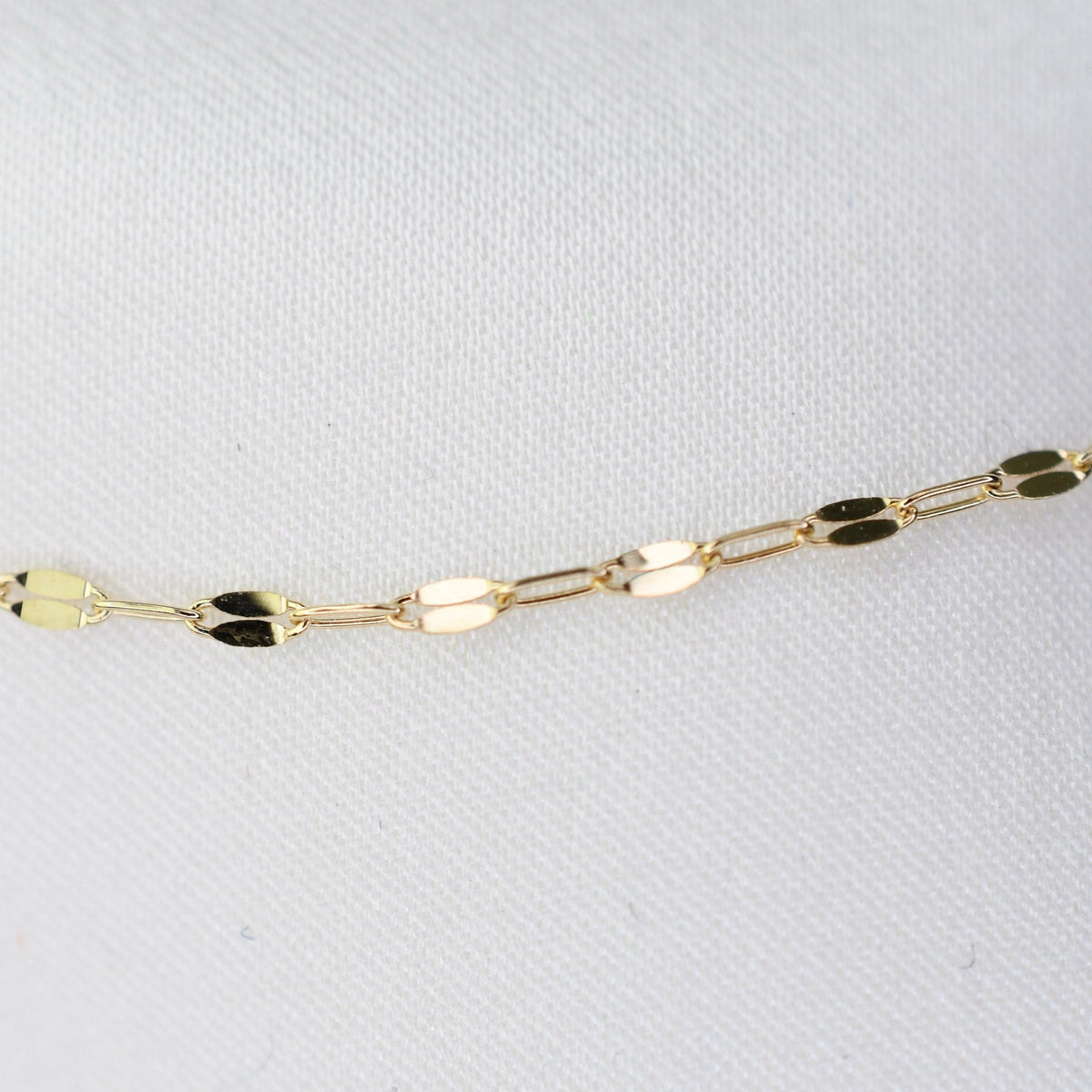 14K Solid Gold Dapped Link & Drawn Cable Chain Bracelet - Sash Jewelry