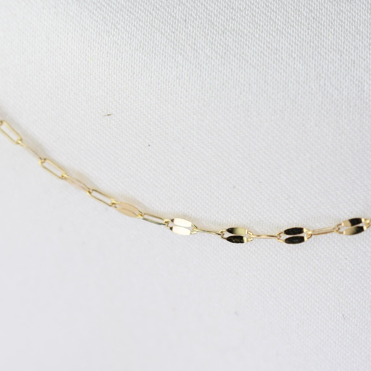 14K Solid Gold Dapped Link & Drawn Cable Chain Bracelet - Sash Jewelry