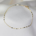 14K Solid Gold Dapped Link & Drawn Cable Chain Bracelet - Sash Jewelry