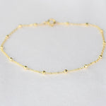 14K Solid Gold Delicate Beaded Bracelet - Sash Jewelry
