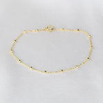 14K Solid Gold Delicate Beaded Bracelet - Sash Jewelry