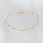 14K Solid Gold Delicate Beaded Bracelet - Sash Jewelry