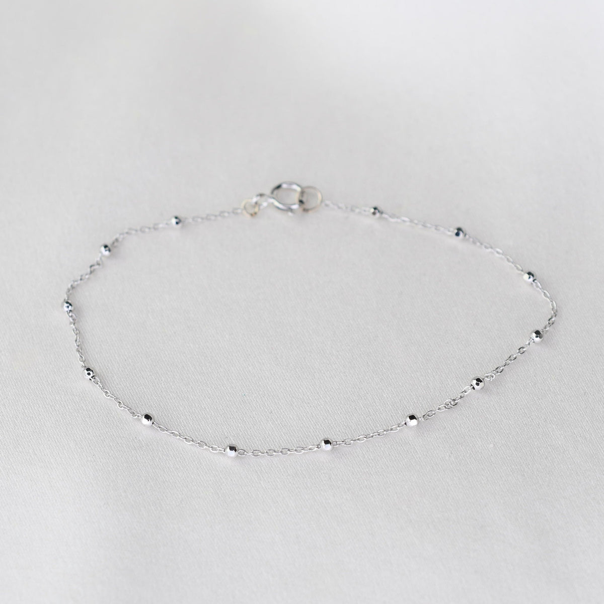 14K Solid Gold Delicate Beaded Bracelet - Sash Jewelry