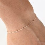 14K Solid Gold Delicate Beaded Bracelet - Sash Jewelry