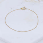 14K Solid Gold Delicate Chain Bracelet – 1mm Cable Chain Bracelet - Sash Jewelry