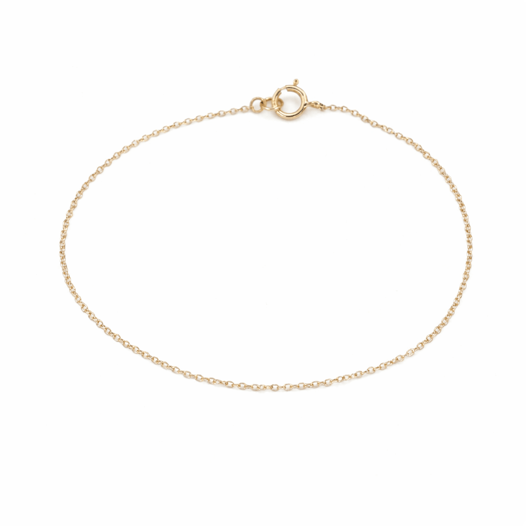 14K Solid Gold Delicate Chain Bracelet – 1mm Cable Chain Bracelet - Sash Jewelry