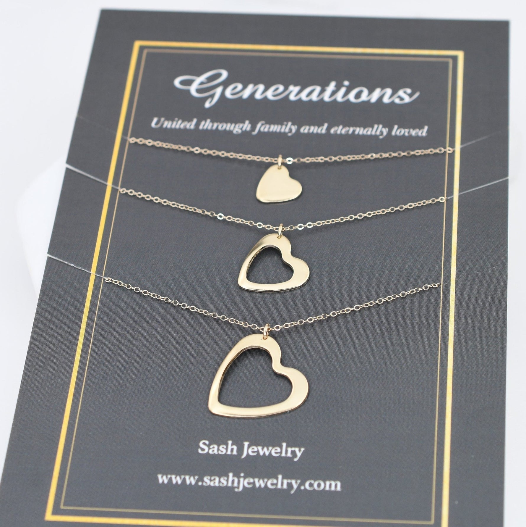 14K Solid Gold Generations Necklace Set - Sash Jewelry