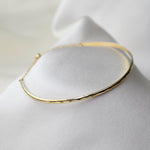14K Solid Gold Hammered Bar Bracelet – Dainty Gold Bar Bracelet with Tiny Heart Charm - Sash Jewelry