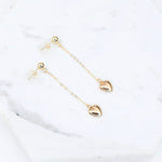 14K Solid Gold Heart Drop Earrings – Minimalist Gold Jewelry Gift - Sash Jewelry
