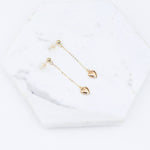 14K Solid Gold Heart Drop Earrings – Minimalist Gold Jewelry Gift - Sash Jewelry