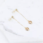 14K Solid Gold Heart Drop Earrings – Minimalist Gold Jewelry Gift - Sash Jewelry