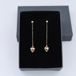 14K Solid Gold Heart Drop Earrings – Minimalist Gold Jewelry Gift - Sash Jewelry