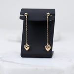14K Solid Gold Heart Drop Earrings – Minimalist Gold Jewelry Gift - Sash Jewelry
