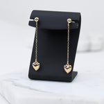 14K Solid Gold Heart Drop Earrings – Minimalist Gold Jewelry Gift - Sash Jewelry