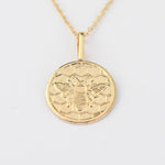 14K Solid Gold Honeycomb Bee Necklace – Dainty Minimalist Nature Charm - Sash Jewelry