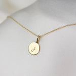 14K Solid Gold Initial Charm Necklace – Minimalist Gold Disc Necklace - Sash Jewelry