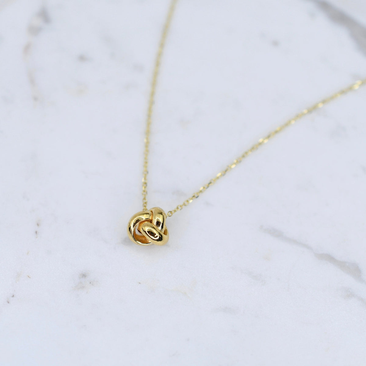 14K Solid Gold Love Knot Necklace – Dainty Yellow Gold or Three-Tone Knot Necklace - Sash Jewelry