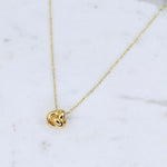 14K Solid Gold Love Knot Necklace – Dainty Yellow Gold or Three-Tone Knot Necklace - Sash Jewelry