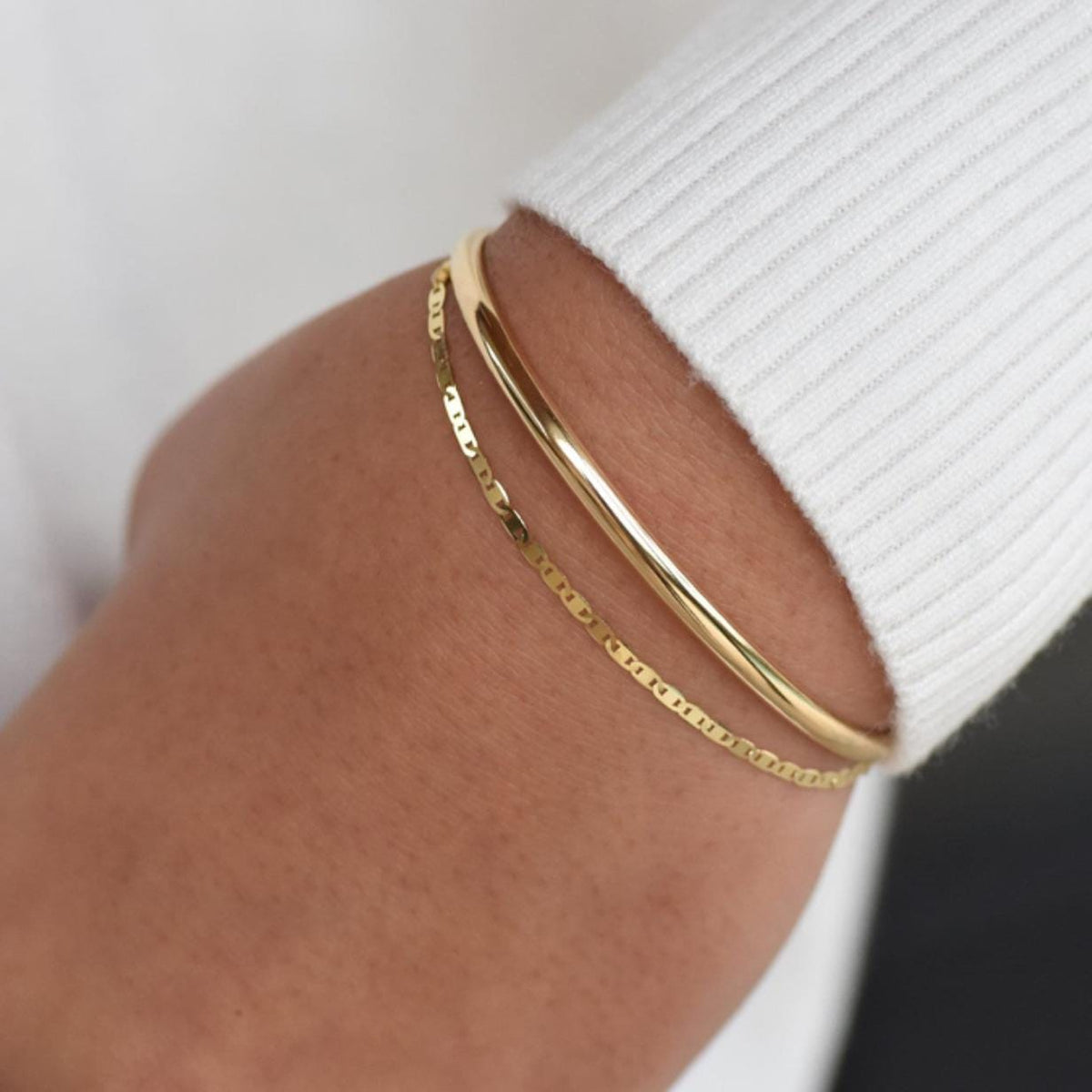14K Solid Gold Mariner Bracelet – 1.9mm Yellow Gold Chain Bracelet - Sash Jewelry