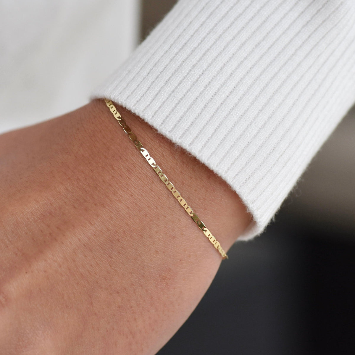 14K Solid Gold Mariner Bracelet – 1.9mm Yellow Gold Chain Bracelet - Sash Jewelry