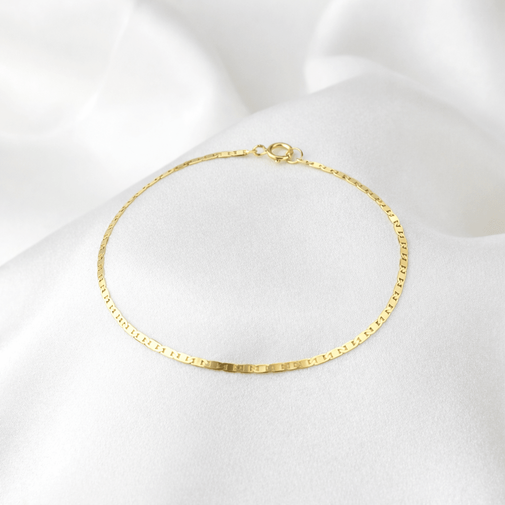 14K Solid Gold Mariner Bracelet – 1.9mm Yellow Gold Chain Bracelet - Sash Jewelry