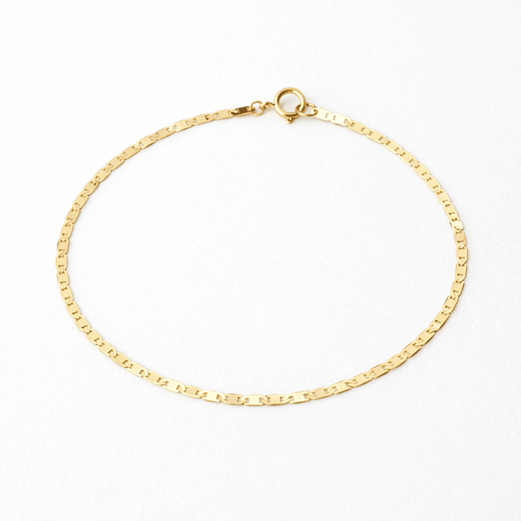 14K Solid Gold Mariner Bracelet – 1.9mm Yellow Gold Chain Bracelet - Sash Jewelry