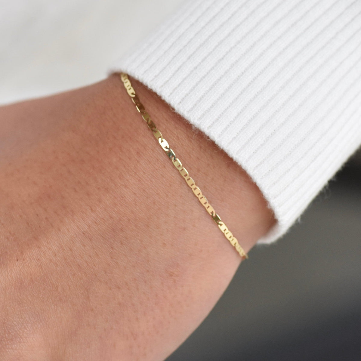 14K Solid Gold Mariner Bracelet – 1.9mm Yellow Gold Chain Bracelet - Sash Jewelry