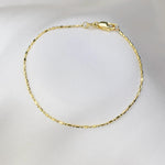 14K Solid Gold Minimal Bead & Cylinder Chain Bracelet – Dainty Bracelet - Sash Jewelry