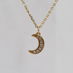 14K Solid Gold Moon Necklace – Dainty Celestial Jewelry - Sash Jewelry