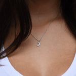14K Solid Gold Moon Necklace – Dainty Celestial Jewelry - Sash Jewelry