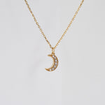 14K Solid Gold Moon Necklace – Dainty Celestial Jewelry - Sash Jewelry