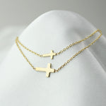 14K Solid Gold Mother Daughter Cross Bracelet Set | Matching Bracelets - Sash Jewelry